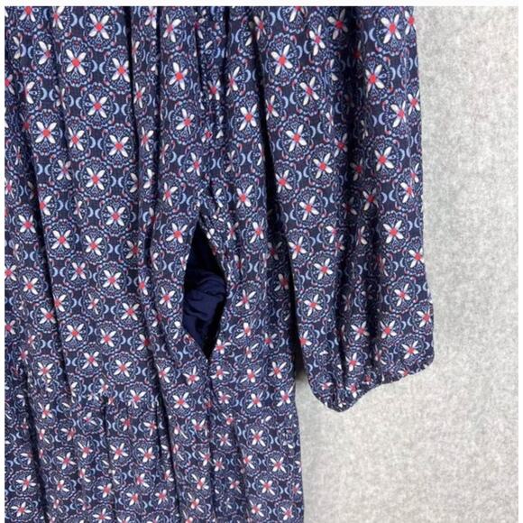 Anthropologie Maeve Sz XL Blue Floral Long Sleeve Ruffle Neck Tiered Maxi Dress8 - Picture 4 of 11